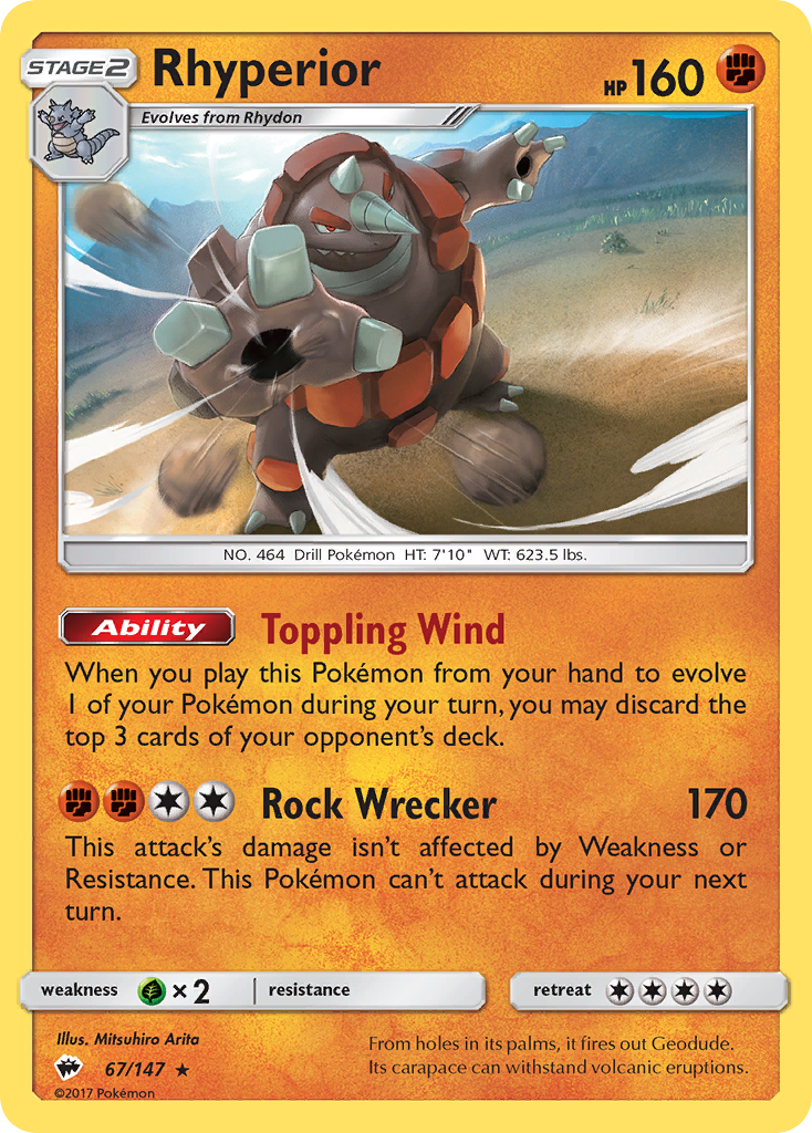Burning Shadows Non - Holo Rhyperior #67/147
